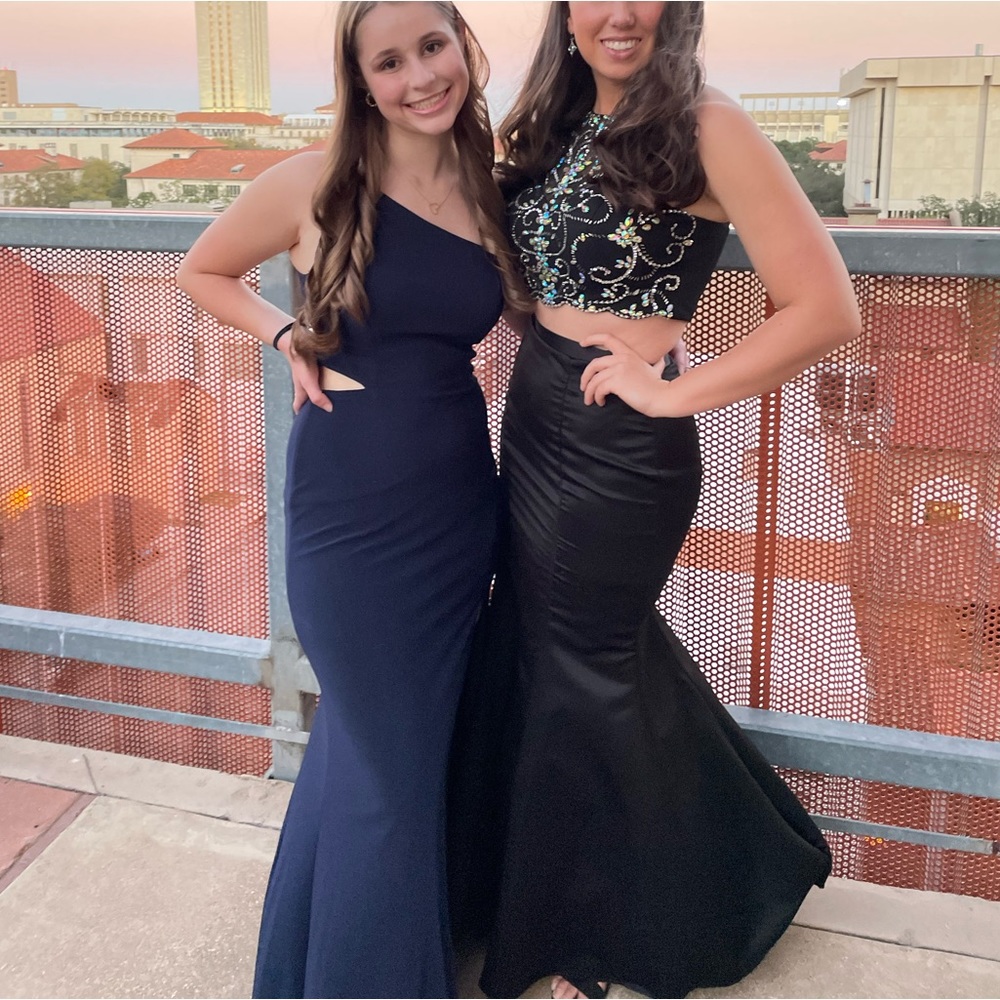 Black Two-Piece Mermaid Gown Dress - Picture 1 of 4